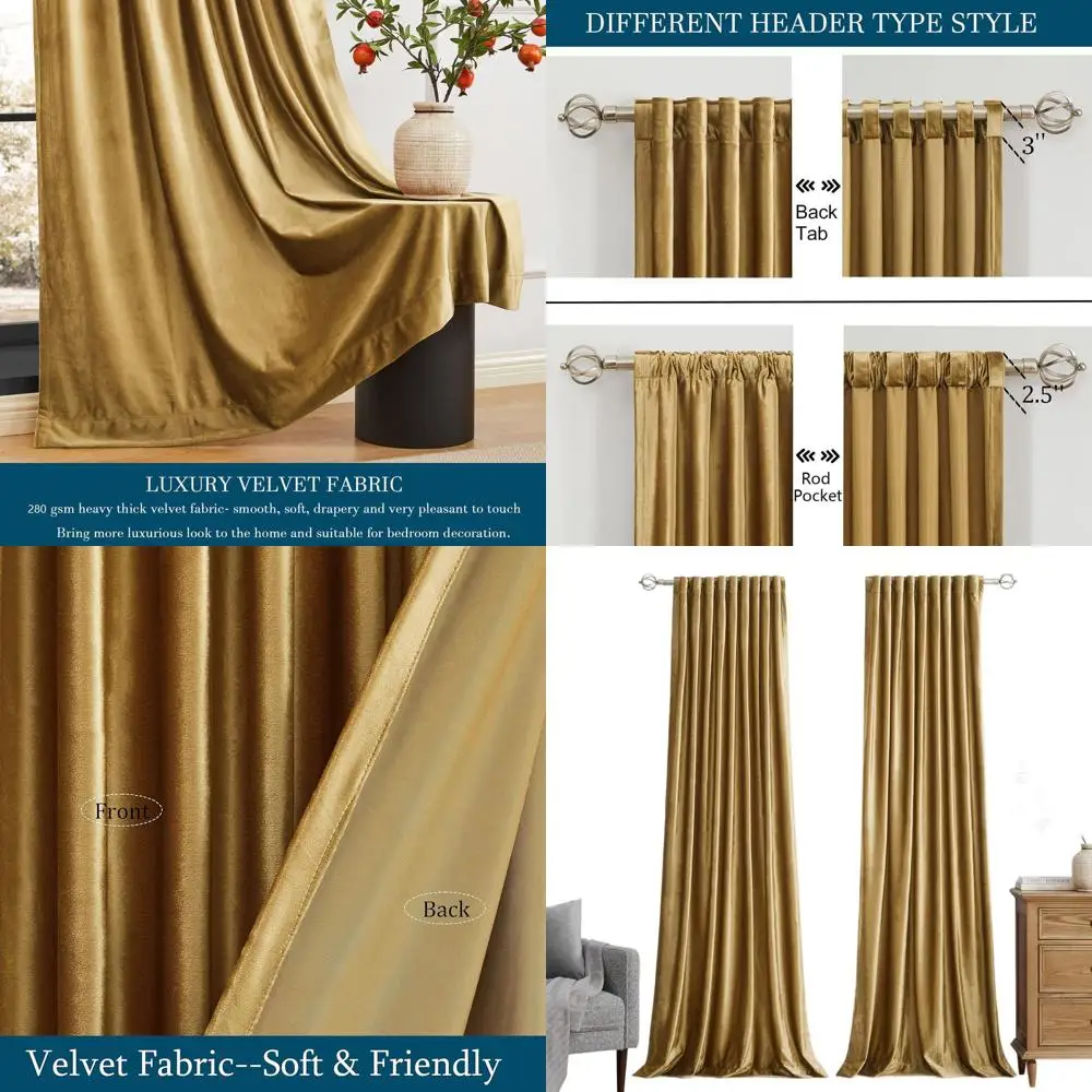 

84 затемняющие бархатные шторы, набор из 2 шт., для гостиной и спальни, затемняющие шторы для тяжелых помещений