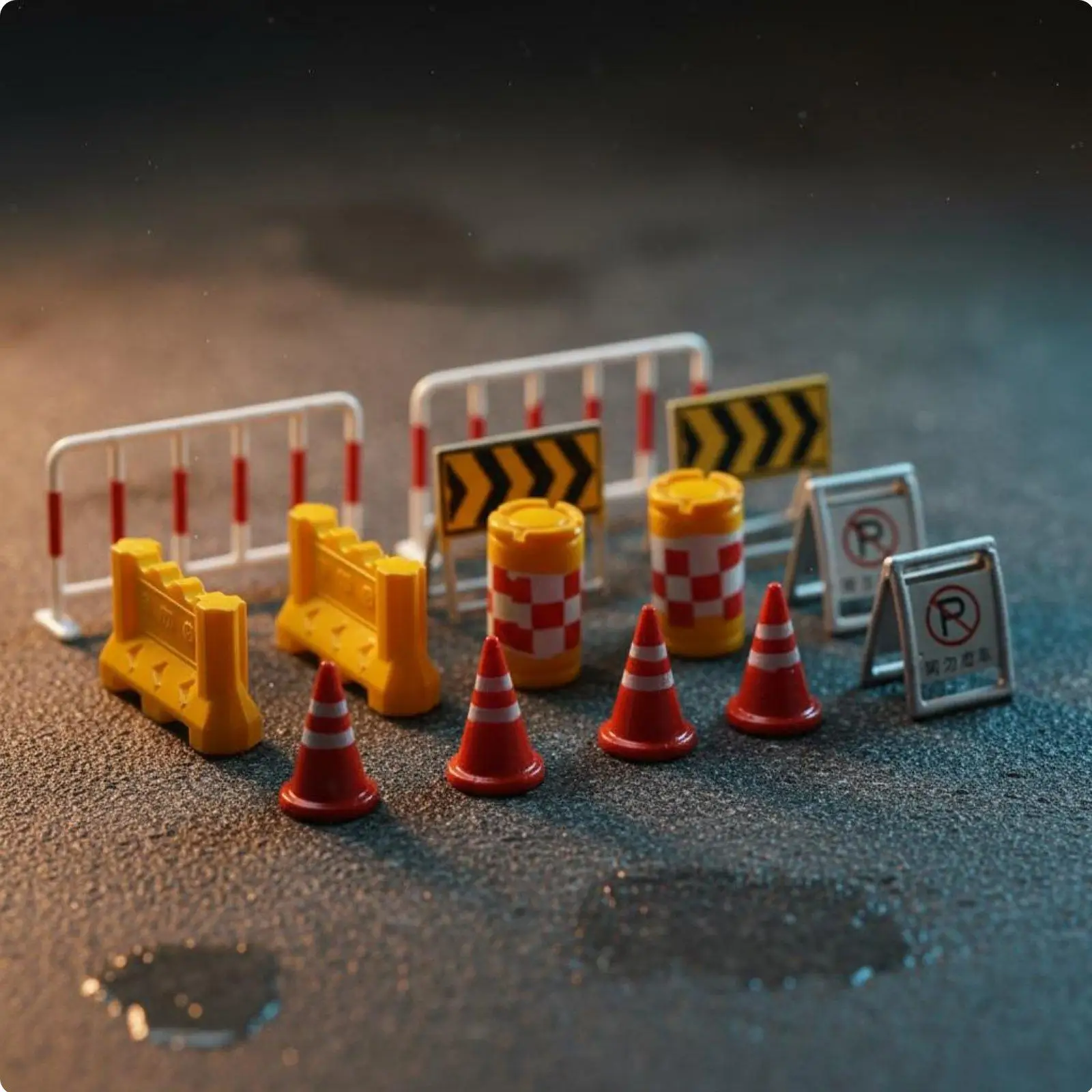 set-completo-di-barriere-stradali-in-resina-in-miniatura-per-diorama-accessori-per-la-creazione-di-scene-in-micro-paesaggi