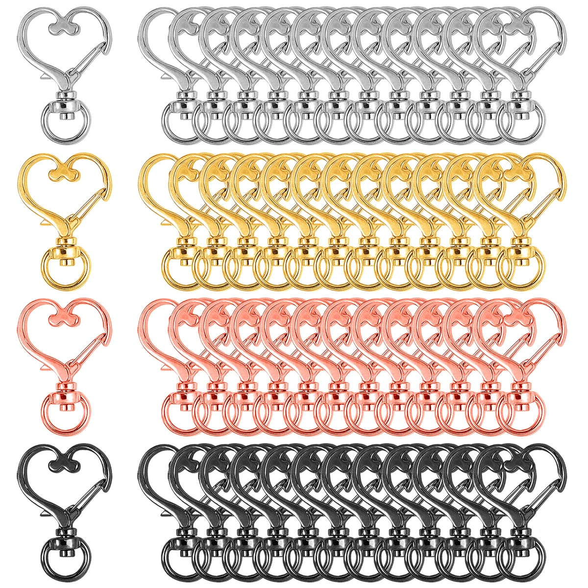 10/20/30 pçs chaveiros de mola em forma de coração, para bolsas diy sacos chaveiros porta-cartões e artesanato diy um presente perfeito para o dia