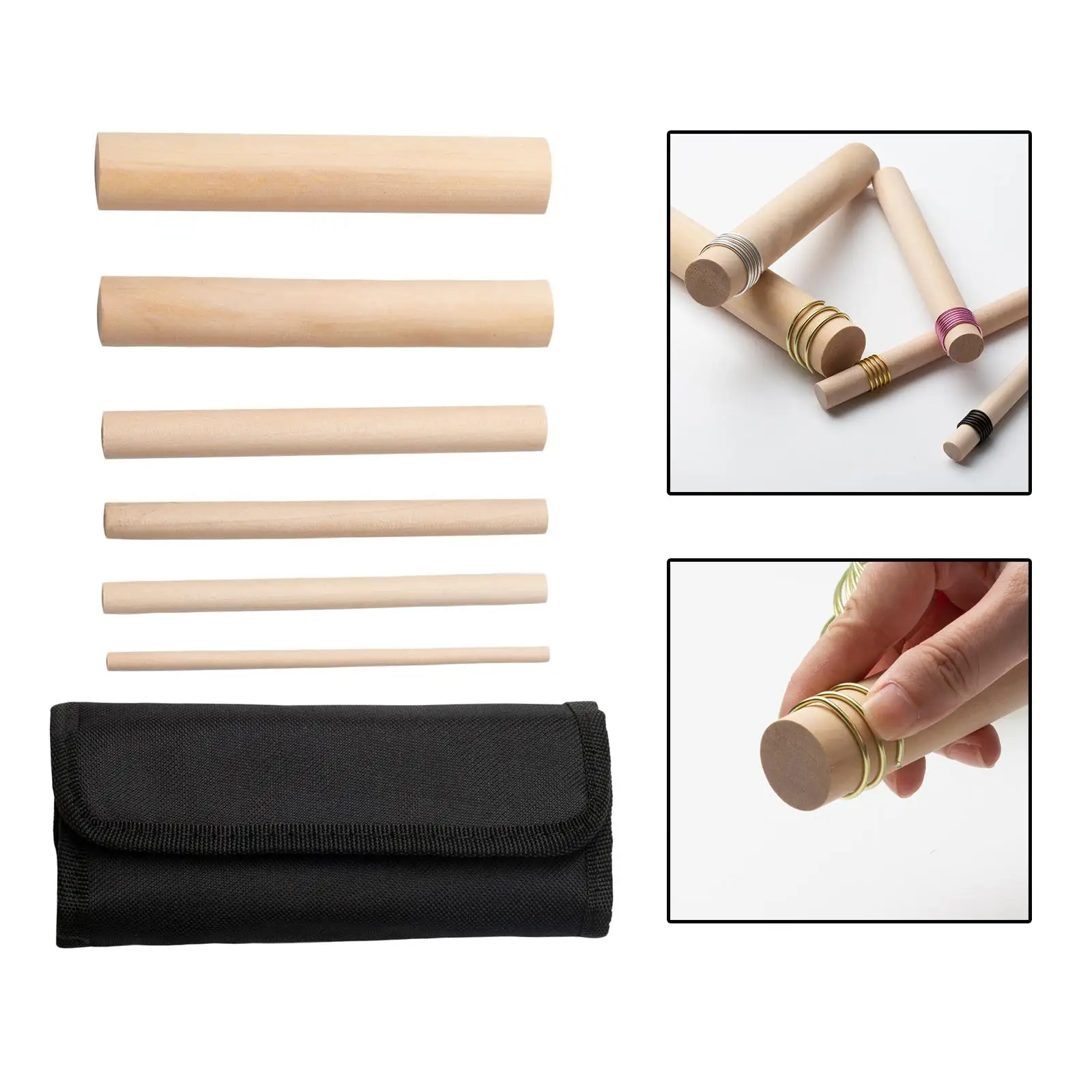 6 Pieces Wooden Mandrel Set Hardwood Dowel Rod for Metal Wire Winding Arts