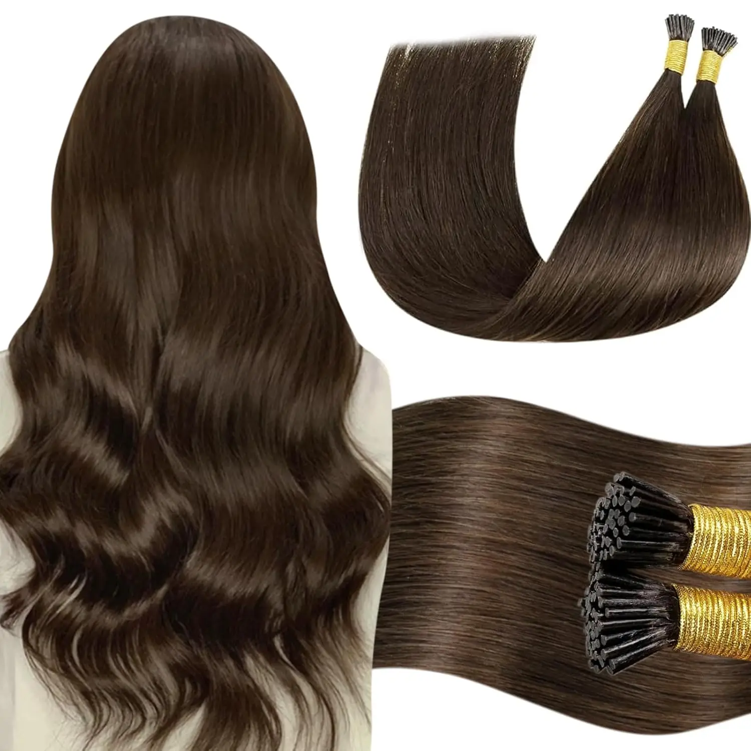 I Tip Hair Extensions Human Hair Medium Brown I Tips Hair Extensions Real Human Hair Cold Fusion