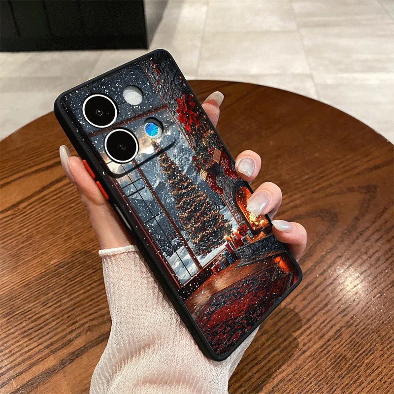 الشتاء الثلوج مشهد شجرة عيد الميلاد الفن قضية الهاتف لسامسونج غالاكسي A56 A55 A54 A53 A52 A51 A16 A15 A14 A07 A06 الغطاء الخلفي الصلب