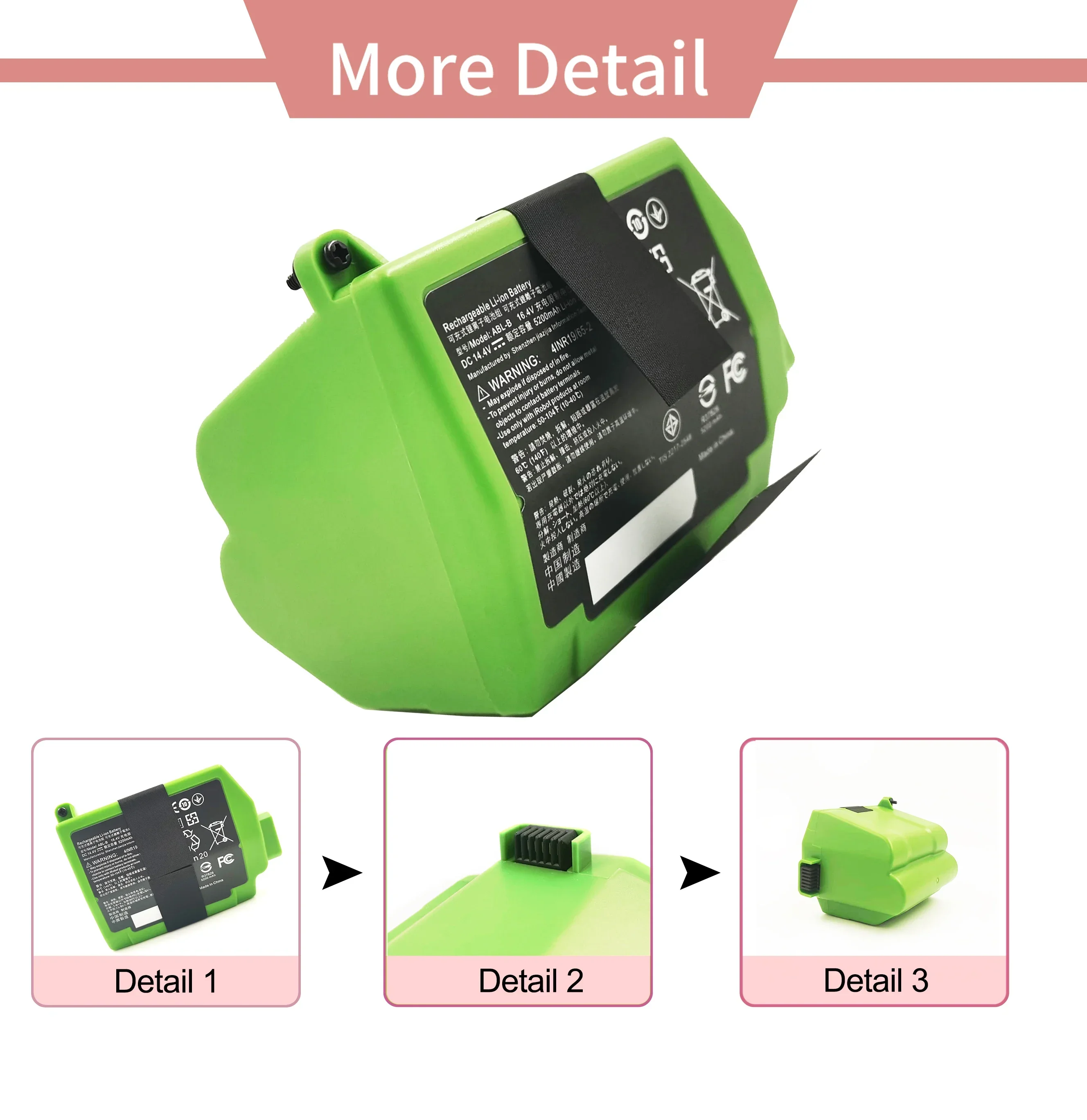 JGTM Factory Price ABL-B 3300mah 14.4v Sweeper Battery Replacement For Irobot Roomba S9 9150 + S9+ 9550 Robot Vacuum Series