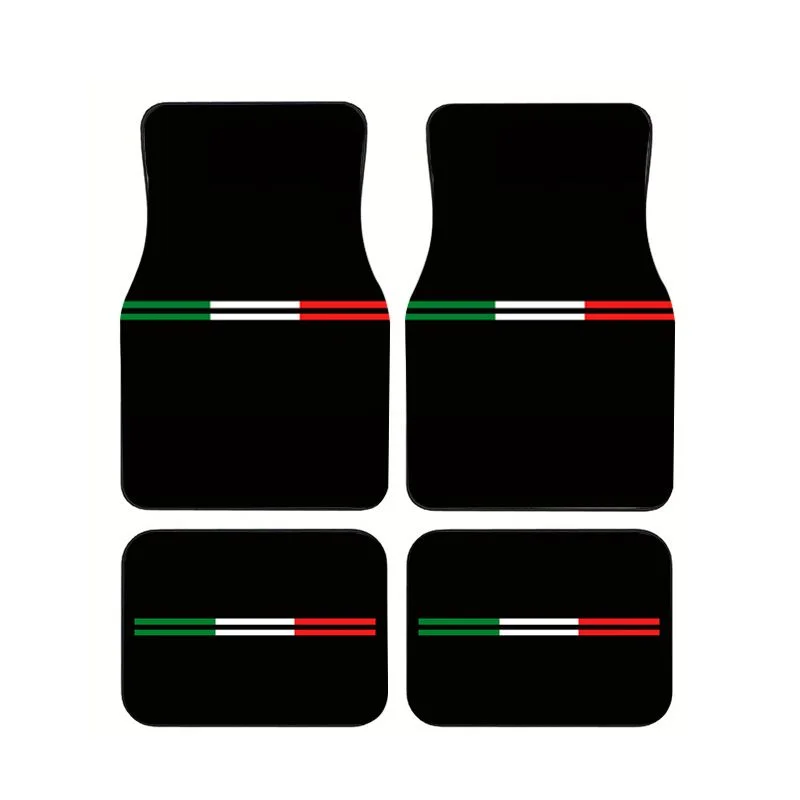 

4pcs Italy Flag Stripe Car Floor Mat Set Universal Anti-Slip Waterproof Auto Foot Carpets Car Interior Accessories For Sedan SUV