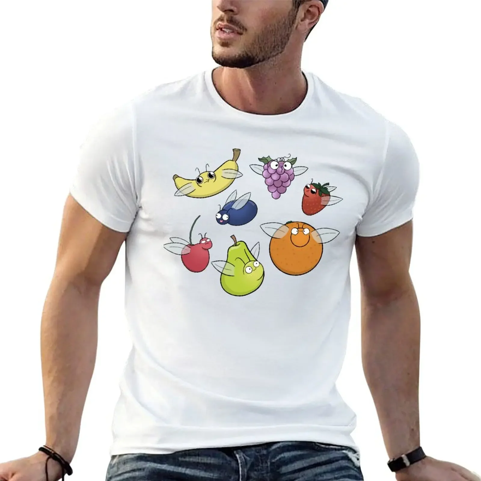 Fruit Flies T-shirt graphics heavyweights boys animal print Aesthetic clothing T-shirt men