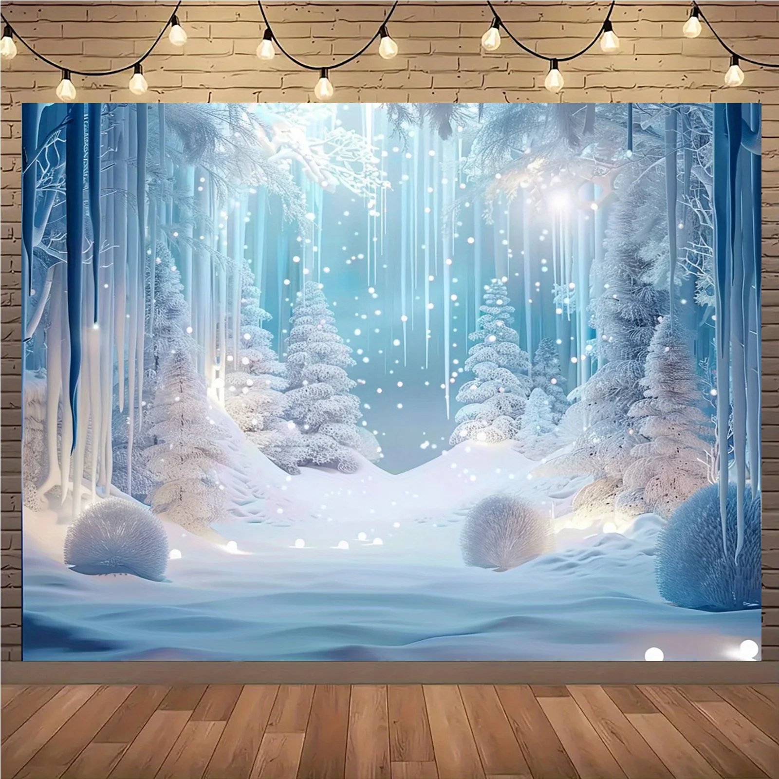 VIKAMA Verträumter Schneewald Wandteppich Wohnzimmer Feature Wandbehang Weihnachten Winteratmosphäre Raumdekoration