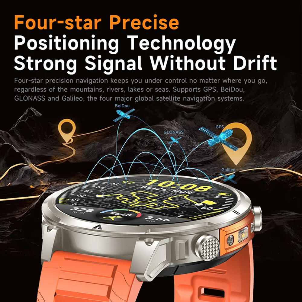 2025 New Outdoors Military GPS Sports Smart Watch Men Built-in Dual-Band GNSS Compass Altimeter 10ATM Bluetooth call Smartwatch