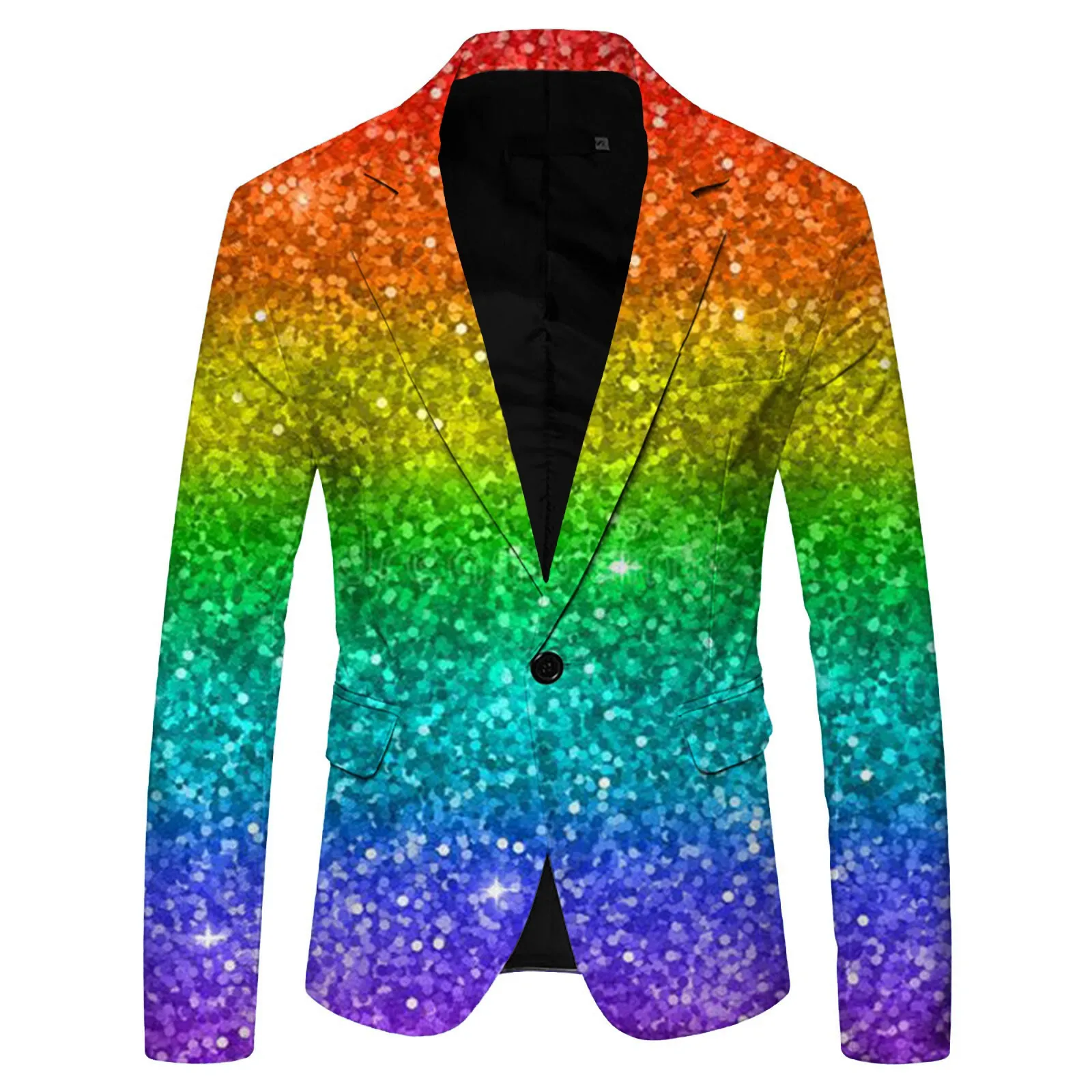 Shiny Sequin 3D Printed Embellished Blazer Jacket Men Stars Printed Nightclub Prom Suit Blazers Men Costume Homme Stage Clothes