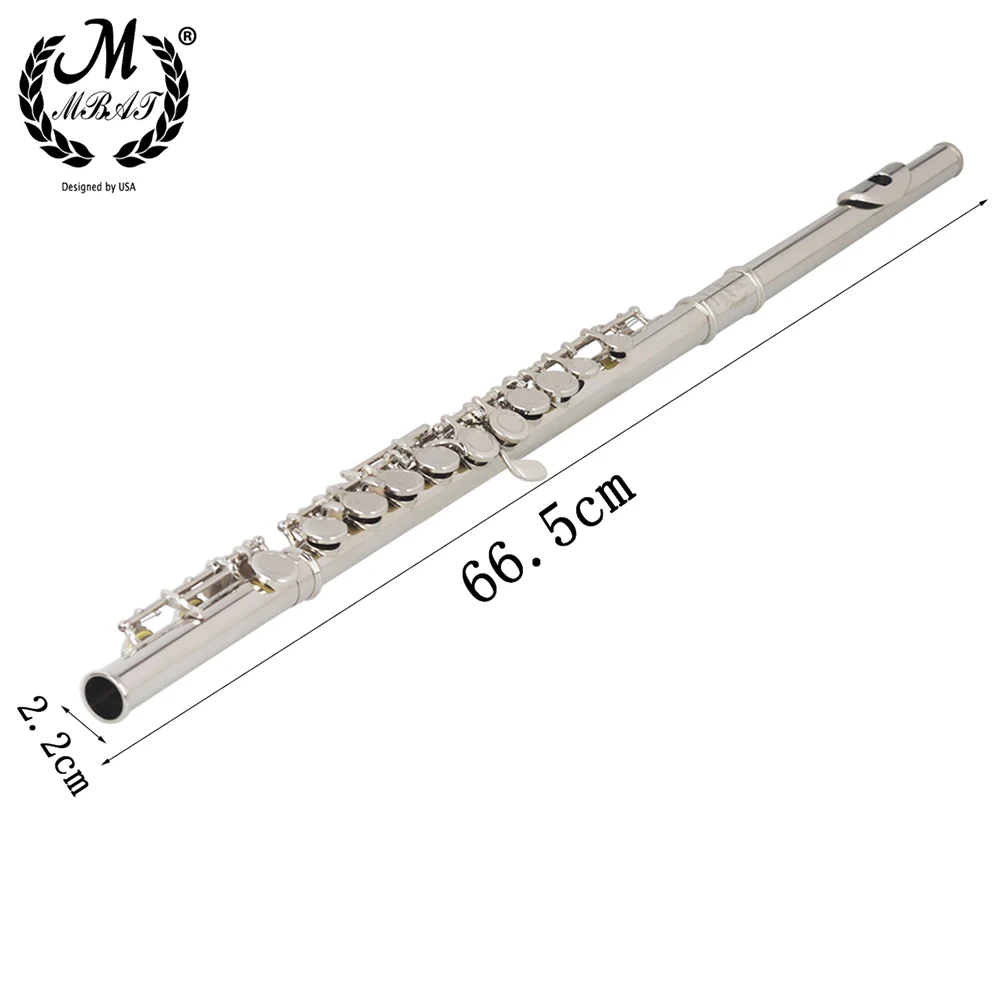 M MBAT16 ثقوب مفتوحة مغلقة C مفتاح الناي آلة موسيقية الحفل الناي الفضة مطلي المهنية عرضية الناي مع مفتاح E #4