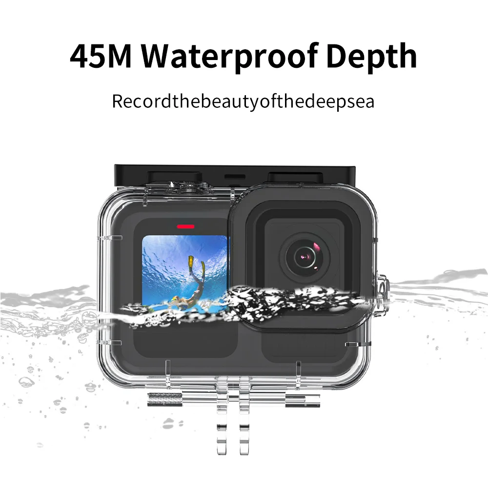 TELESIN 50M Waterproof Case Underwater Tempered Glass Lens Diving Housing Cover With Tripod Carry Bag for GoPro Hero 12 11 10 9