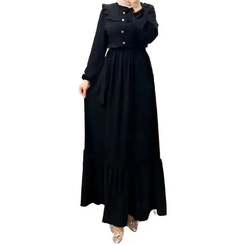 Robe marocaine élégante pour femmes musulmanes, ceinture, Abaya, Bayas, Dubaï, Turquie, Islam, Kaftan, Ramadan, robes de fête éducatives