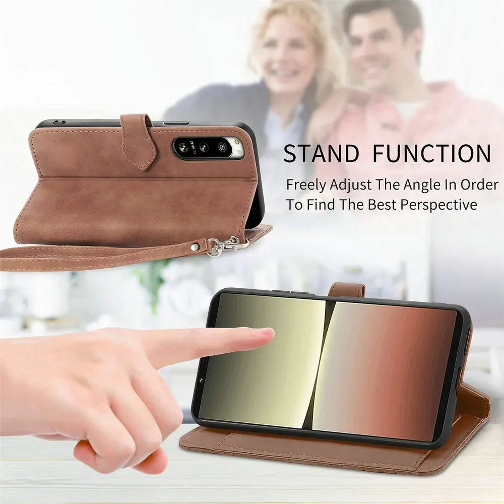 Capa Flip para Sony Xperia 1 VII 5G 2025, Carteira de Couro com 7 Slots para Cartões, Capa para Xperia 10 VI, Xperia 1 V, 5 VI, 10 IV, 5V, 1VI, 10V, 1VII