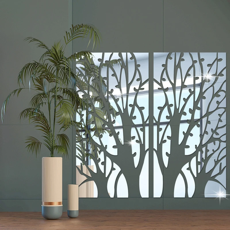 Adesivi murali a specchio decalcomanie per alberi 3D decorazioni per pareti soggiorno decorazione per la casa specchio decorativo