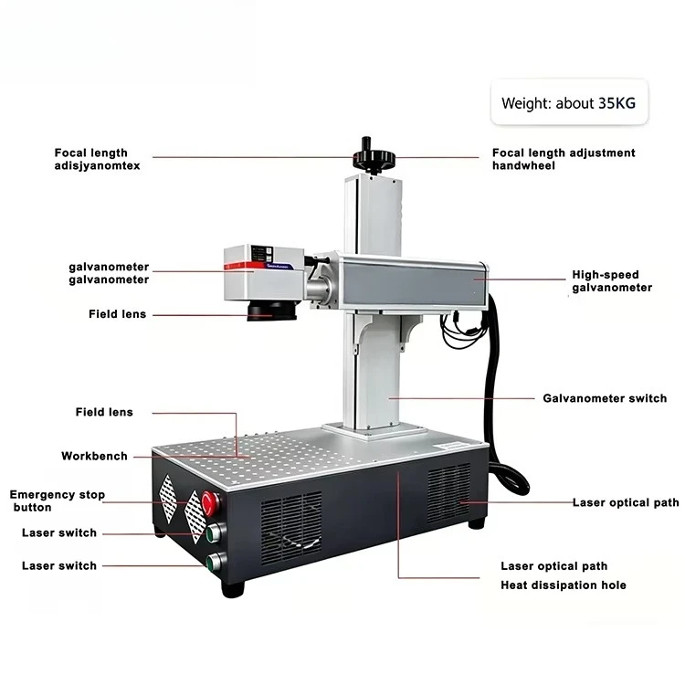 30w 50w 60w 100w Desktop Split Commarker Omni 1 Uv  Fiber Marking Machine for Jewelry Stainless Plastic Aluminum