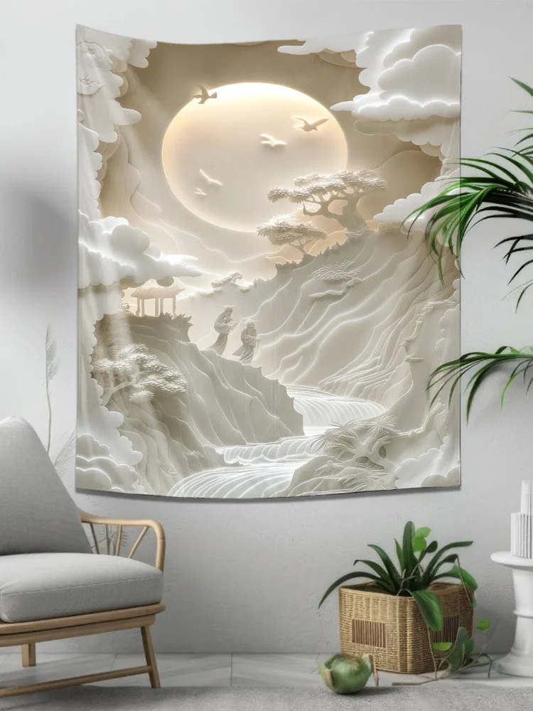 "Enchanted Moonlit Landscape Wall Hanging - Decorative Tapestry for Home Décor"
