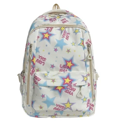 Y2K Star Fashion Backpack Junior High School Students Backpack Aesthetic Daily Rucksack Large Capacity for Outdoor Travel