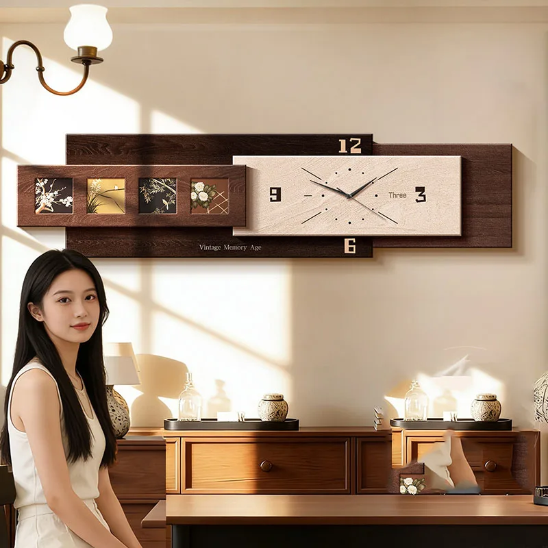 Wooden Vintage Wall Watch Fashion Creative Design Bedrooms Aesthetic Interior Clock Wall Art Mural Digital Horloge Home Decor