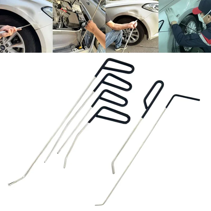 6pcs Car Dent Repair Hooks Car Body Dent Removal Stainless Steel  Crowbar Suit Kit for Auto Door Dings Dent Repair Tools Kit