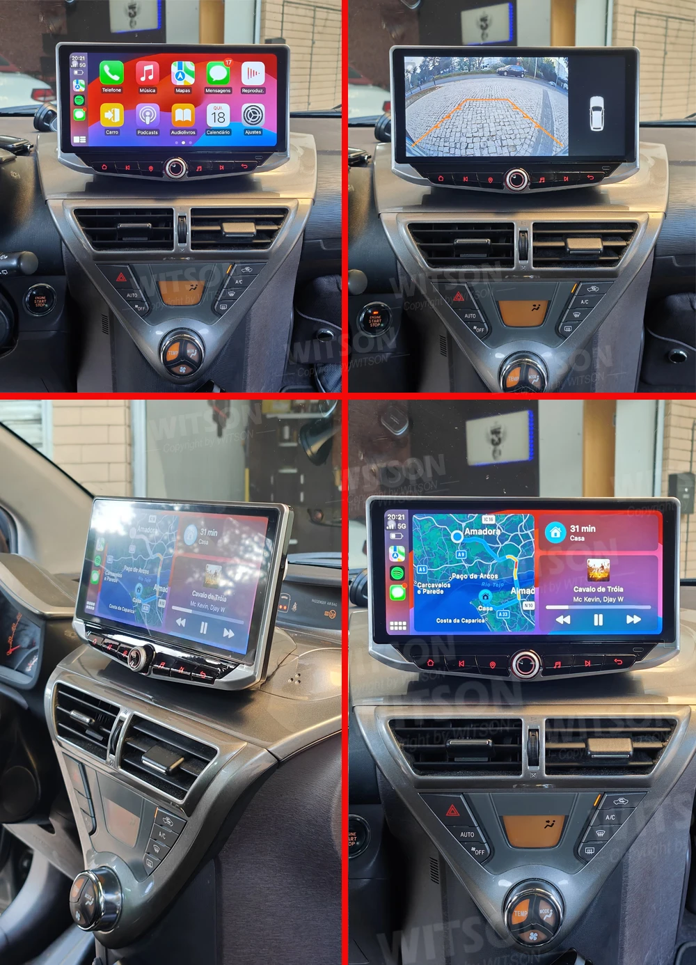 Autoradio GPS Audio 10,88 Zoll Bildschirm für Toyota IQ Scion IQ-Carplay Player Multimedia mit Taste Telefon halter