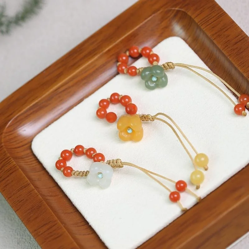 手作り月湖黄桂花ユニバーサルコネクターブレスレットアクセサリー南赤紐連結クラスプ唐輝ジュエリー