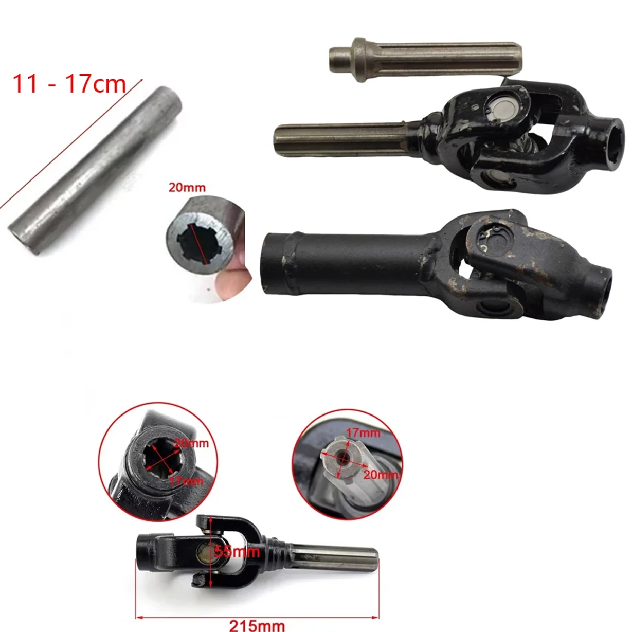 

11cm 17.5 cm 6T Reverse Gear Box Joint Transmission Connection Shaft Axle Go Kart Chinese ATV Quad Golf Cart 4 wheel Spare Parts