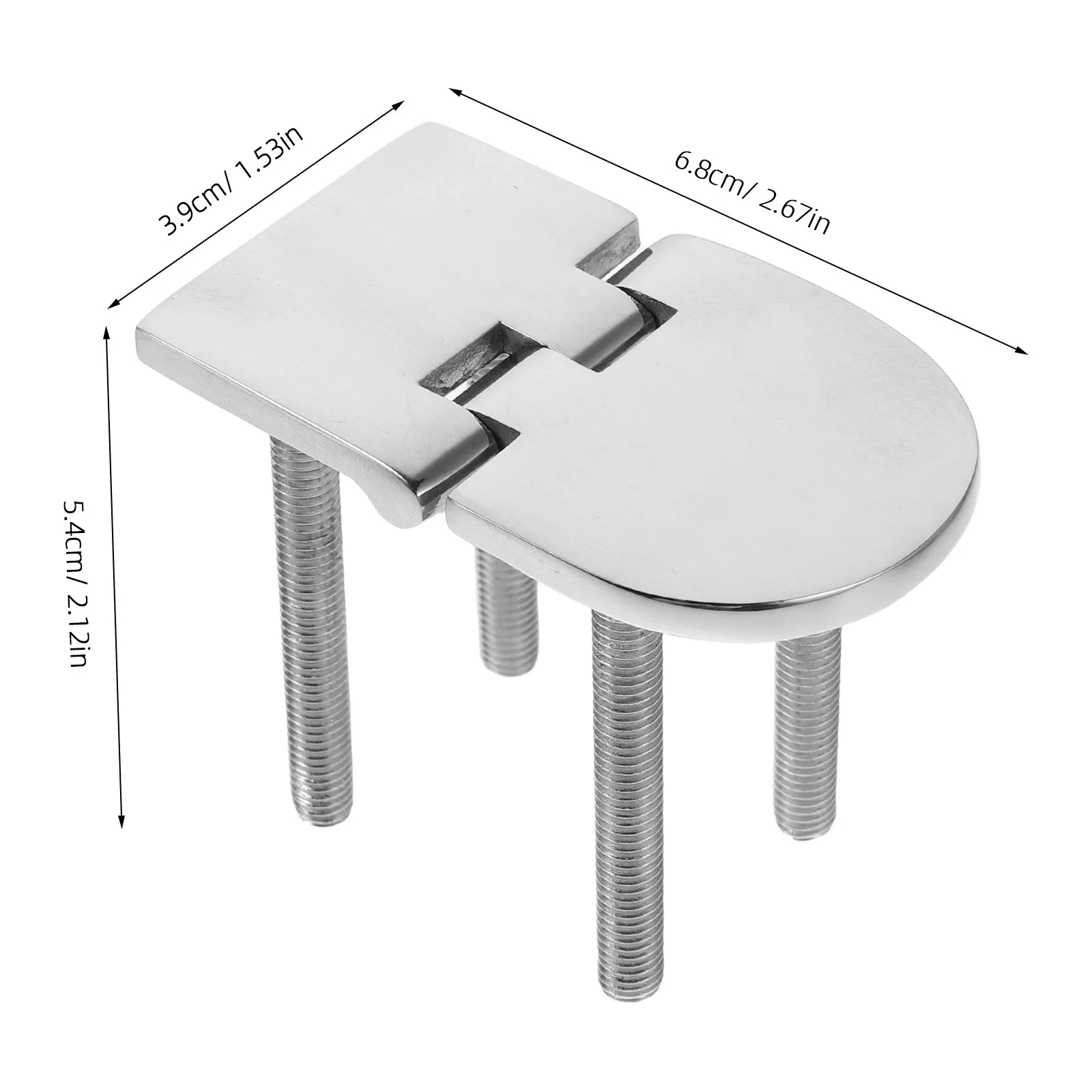 Marine Stud Hinge Stainless Steel 70x40mm Threaded Bolt Flush Mount Heavy Duty Concealed Boat Hatch Yacht Cabinet