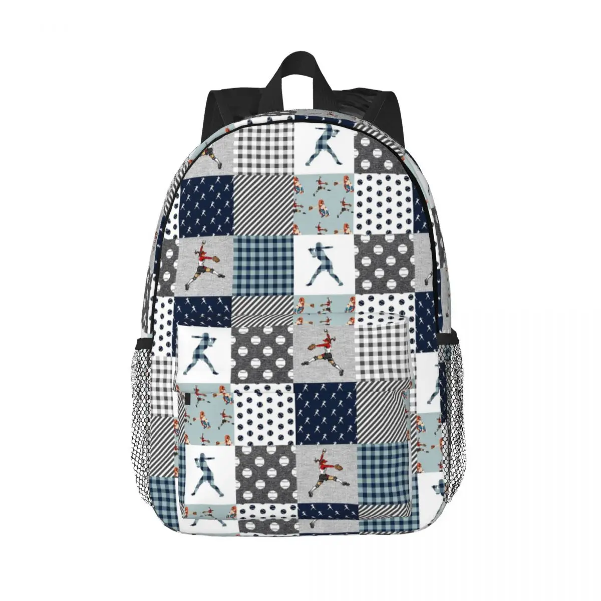 

Softball Sport Checkered Pattern Backpack Hot Sale Daypack Large Capacity Boys Girls BookBag Shoulder Bags Children School Bag