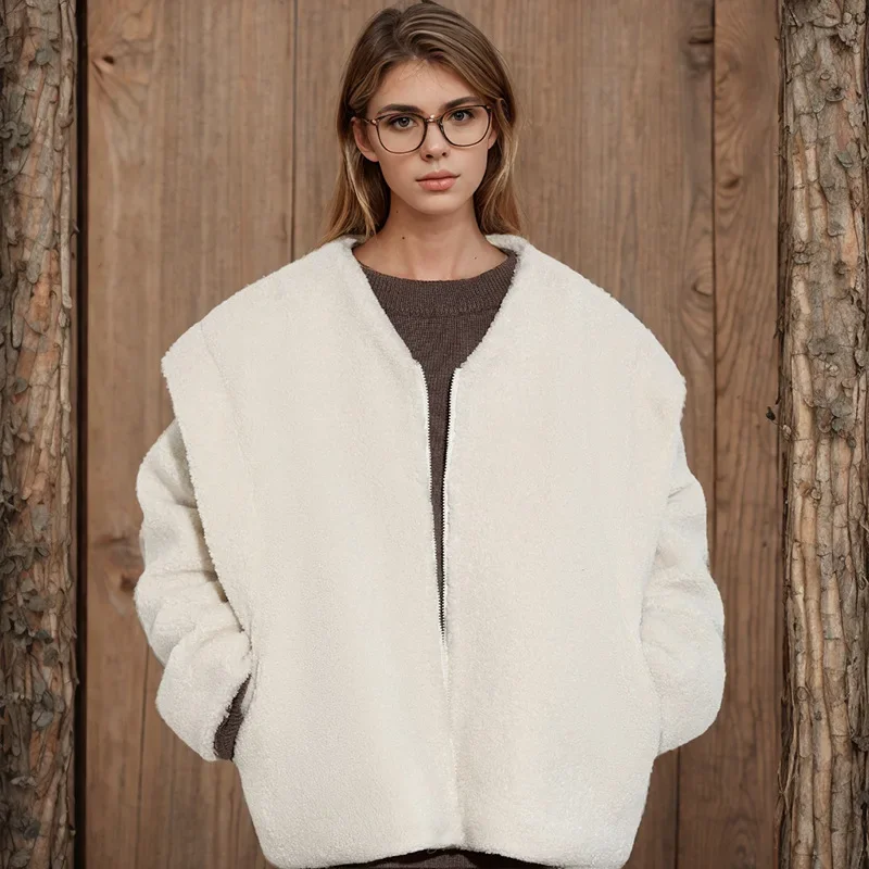 

Women's Winter Jacket V Neck Zipper Thick Cardigan Pocket Cotton Parka Solid Color Long Sleeve Women's Cotton Jacket