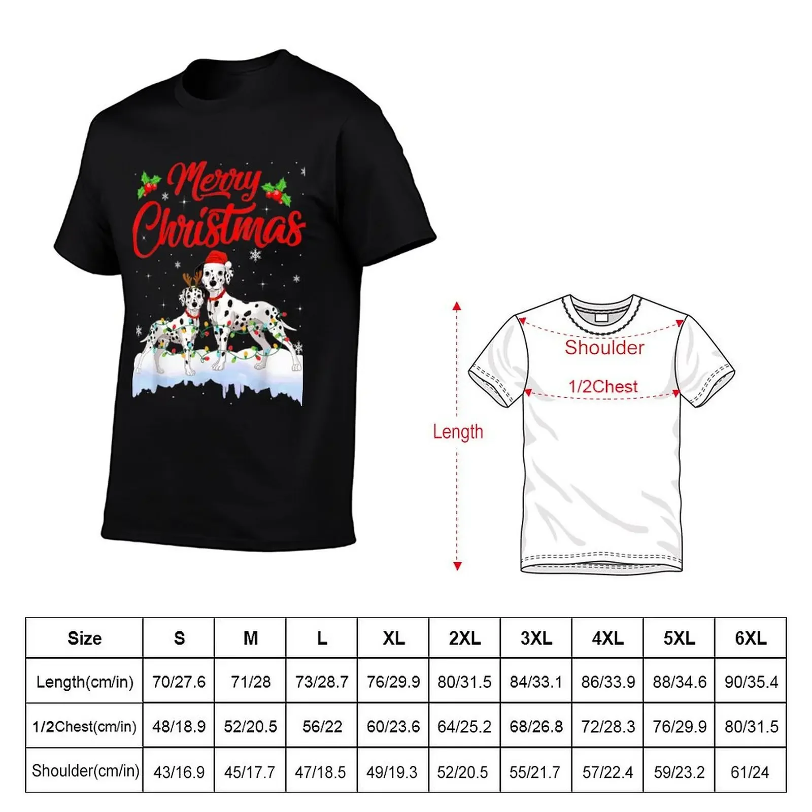 Dalmatian Dog Christmas Lights Santa Hat Xmas Dog T-Shirt customizeds customs anime t shirts anime shirts men