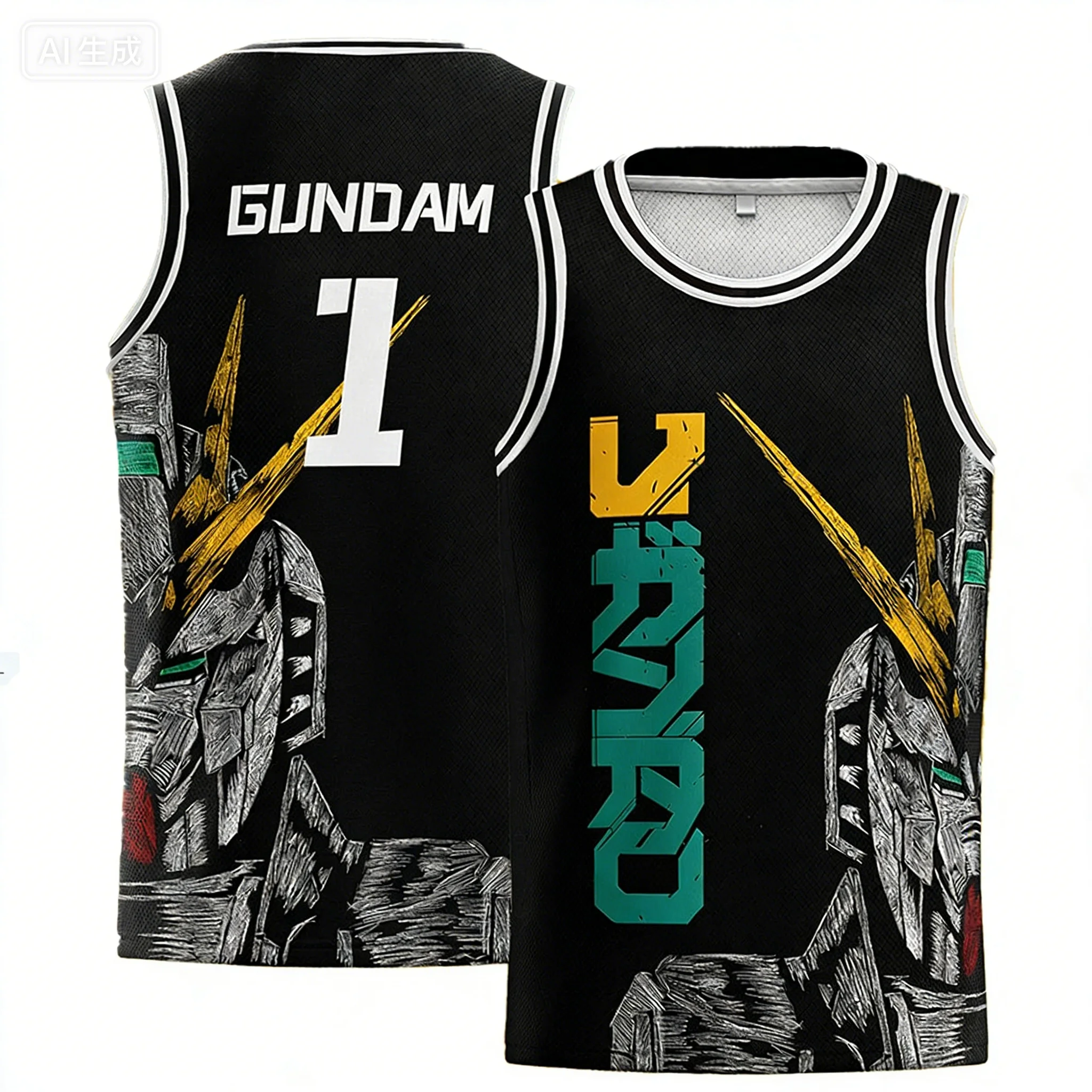 Hot Selling 2026 Gundam Anime Tank Top Mens Gundam Model Cosplay 3d Print Training Casual Breathable Sports Kid Basketball Vest