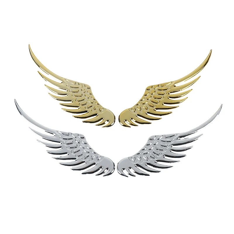 1 Pair Fashion Metal Stickers 3D Wings Car Sticker Car Motorcycle Accessories Gold/silver Car Styling