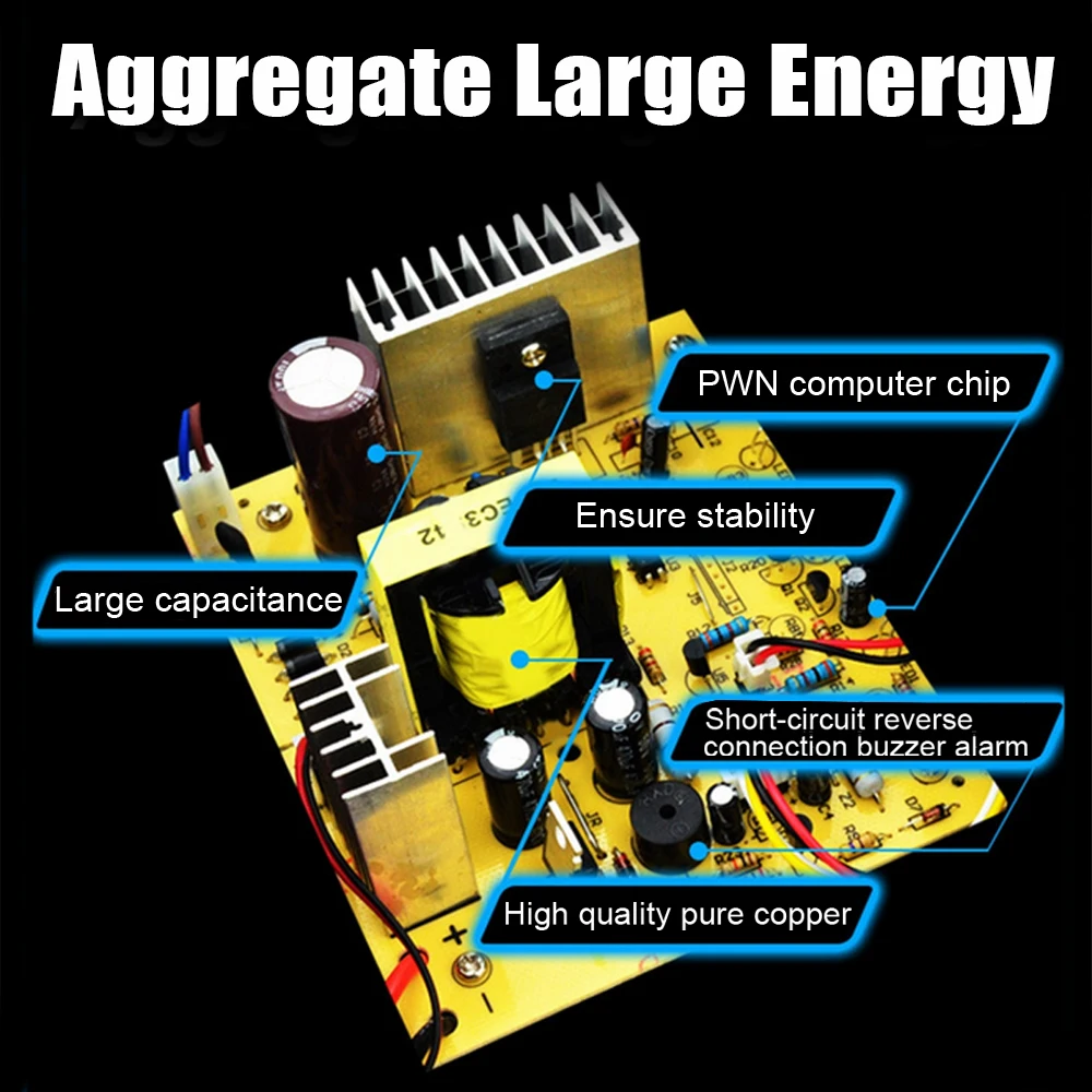 Auto Car Battery Charger EU/US Plug Full Automatic Lead Acid Battery With Adapter 200AH 12/24V Intelligent Pulse Repair