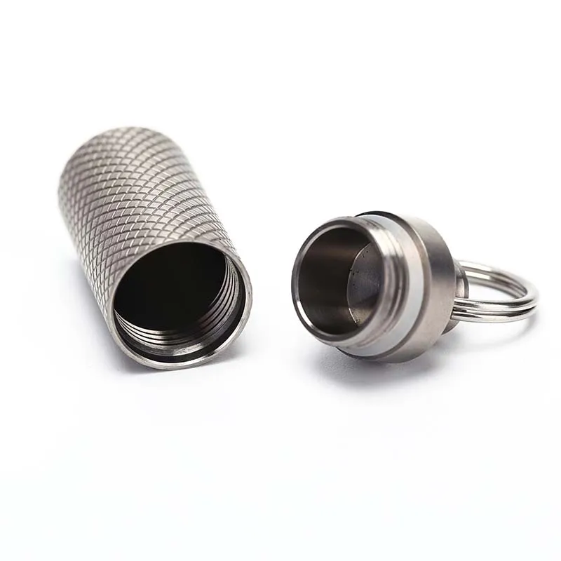 Titanium Mini Pendant Pill Box Sealed Waterproof Vial Canister Small Medicine Bottle Outdoor Portable Keychain Pill Case