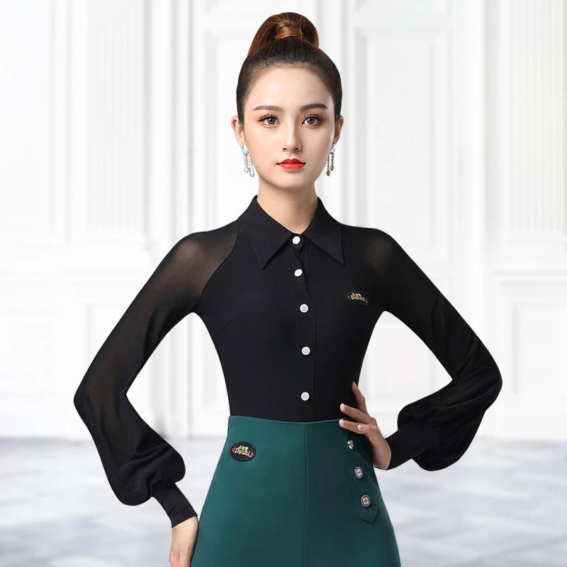 2025 ผู้หญิงโมเดิร์นเต้นรําโคมไฟตาข่ายเสื้อJumpsuit Chacha Rumba Tango Danceชุดเต้นรําละตินเครื่องแต่งกายสวมใส่DN21034