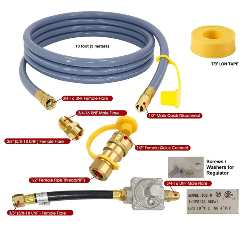 ABNL Propane To Natural Gas Conversion Kit For Weber Genesis, Genesis II, Spirit, For Weber Propane Grills 10FT 1/2Inch ID