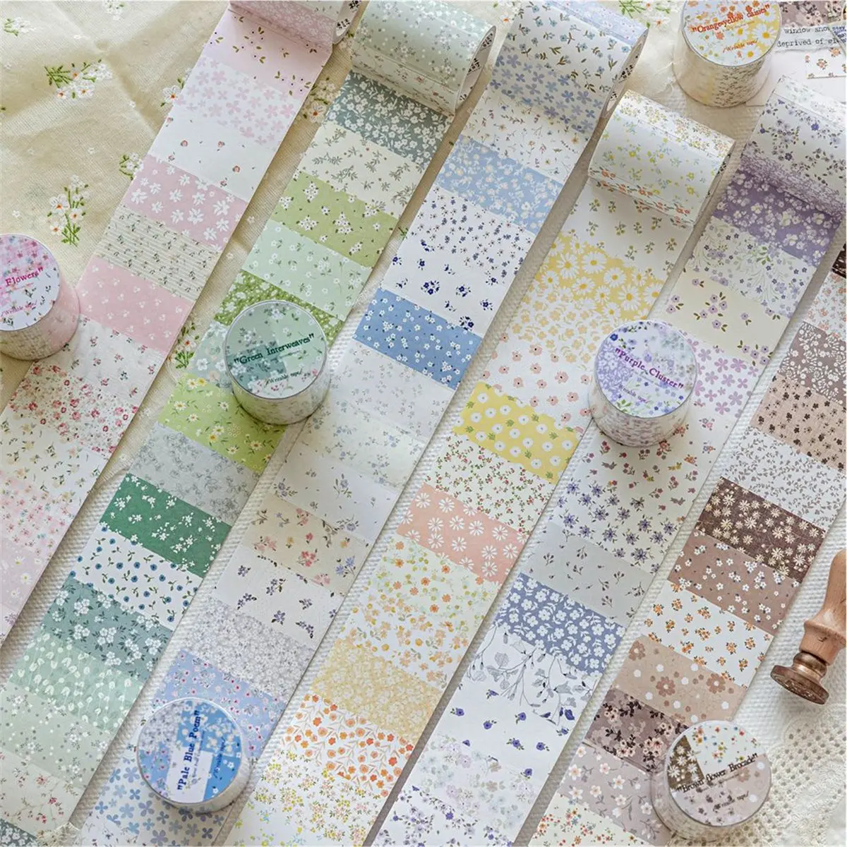 Home Tool 50mmx2m/ Rolls Masking Tapes Floral Collection Decor Label Stickers for Journal Scrapbooking Diary Album Stationery Ta