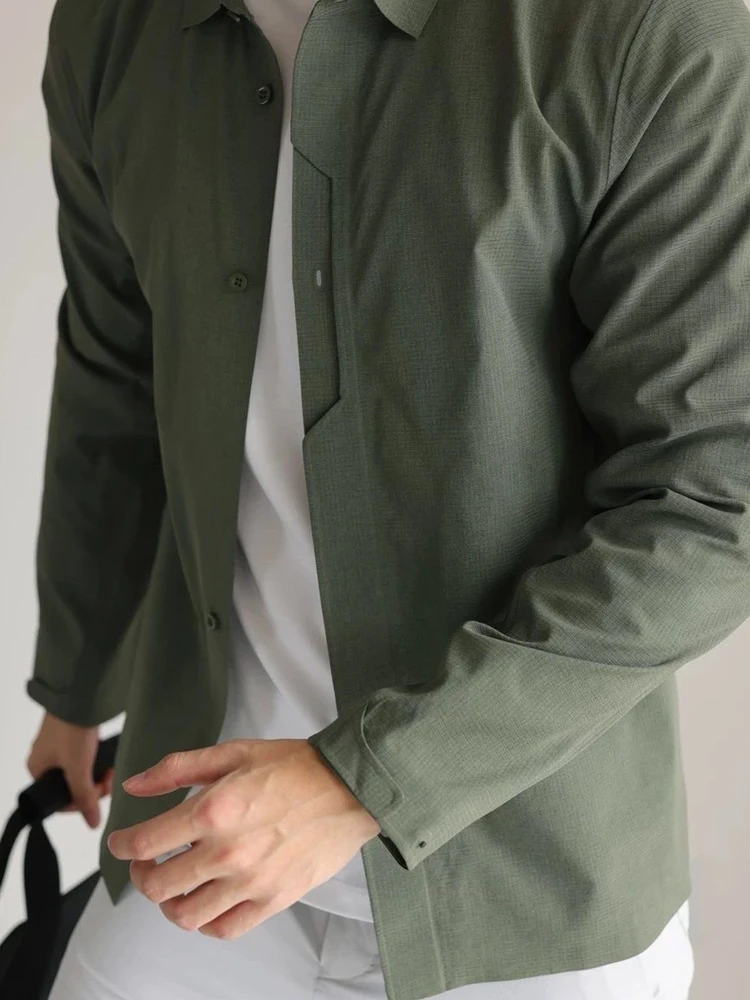 

Мужская повседневная спортивная куртка, тонкая свободная посадка, летняя новая модная верхняя одежда Long Sve Qui Dry из полиэстера, обычная длина