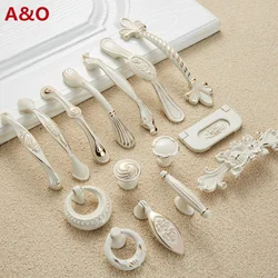 Handles Drawer Cabinet Furniture Kitchen Handles for Cabinet Knob Door Drawer Furniture Kitchen Knob European Simple Ivory White