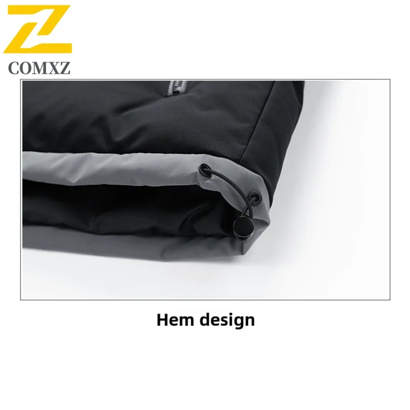 COMXZ 2025 Autumn Winter Plus Size Mens Two Stripe Cotton Jacket M 8XL Hooded Thick Puffer Coat Casual outdoor sports Outwear