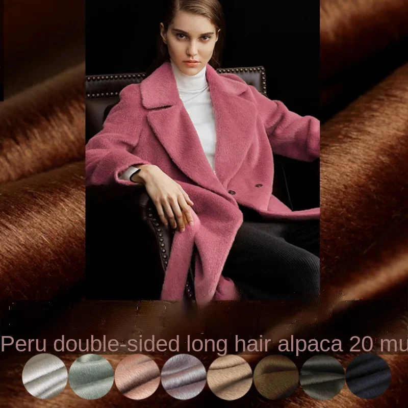 Brand Fashion Wool Alpaca Fabric Autumn Winter Thick Coat Double-sided Long-haired Fabrics Cloth for Sewing by the Yard Materi