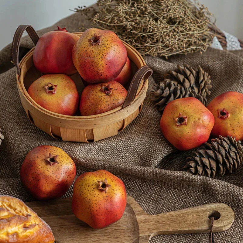 Artificial Fruits Photography Props - Simulated Pomegranates in Green & Red for Decorative Crafts and Styling