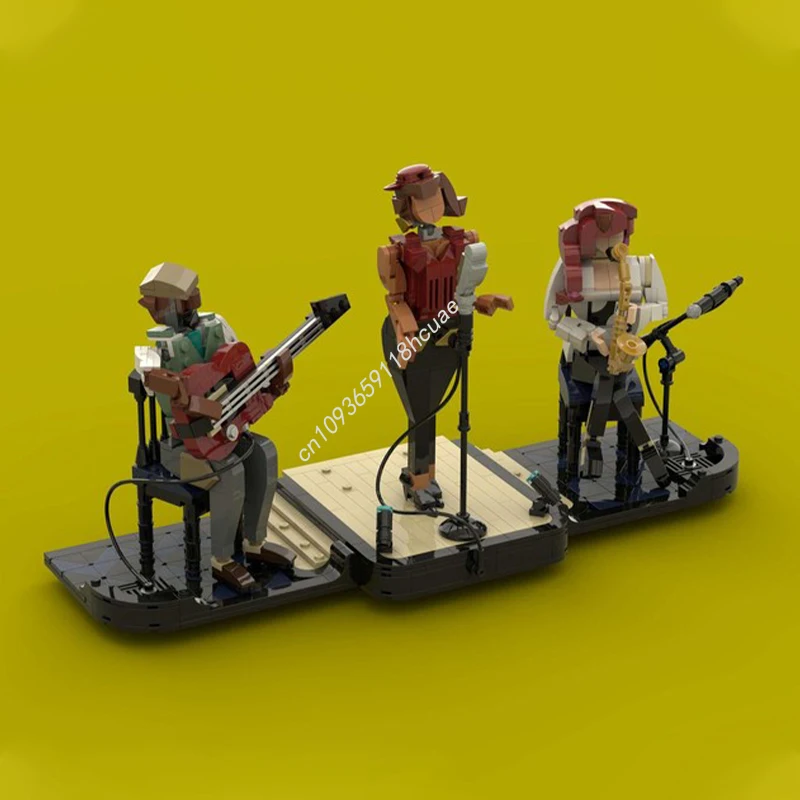 380pcs MOC Gitaris Jazz Blok Bangunan Hadiah Natal Ulang Tahun Kreatif Buatan Tangan DIY Sempurna untuk Penggemar ide Hadiah Blok