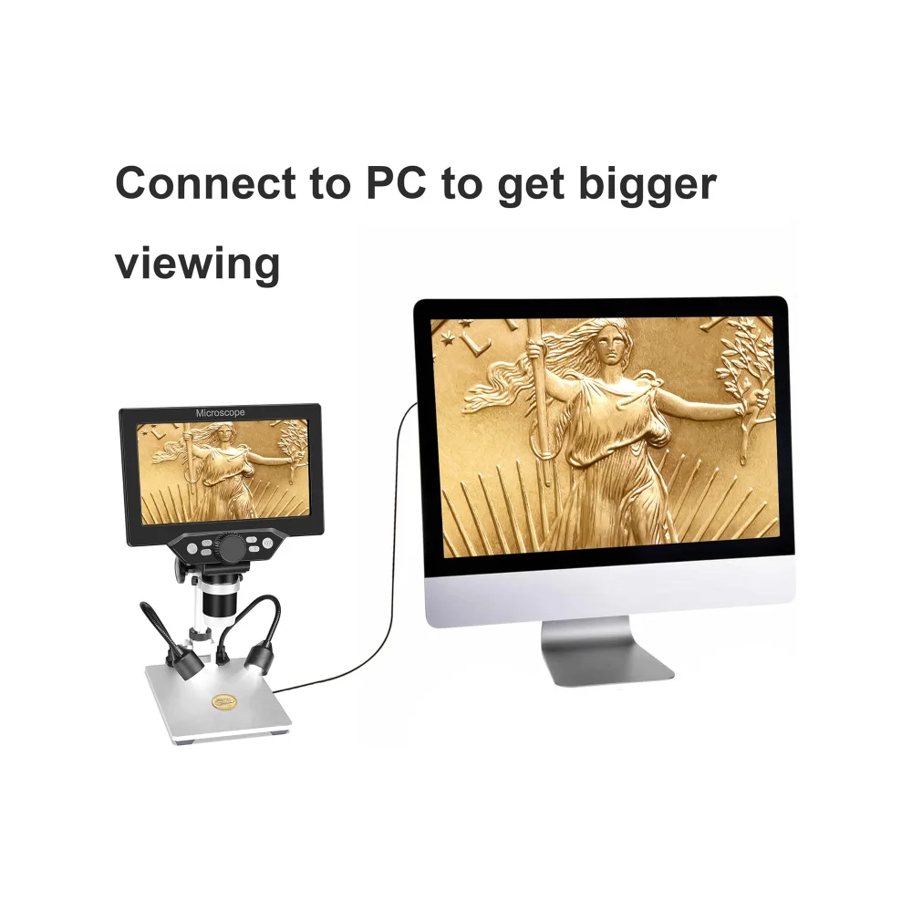 LCD Digital USB Microscope,7inch HD Screen 1080P 1200X Magnification Camera Video Recorder Handheld,PCB Circuit Board Repair