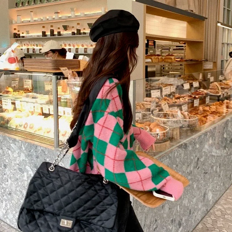 Cardigan Women Elegant Patchwork Korean Style V-Neck Long Sleeve Minimalist Spring Newest Cozy Comfortable Chic Female Clothes
