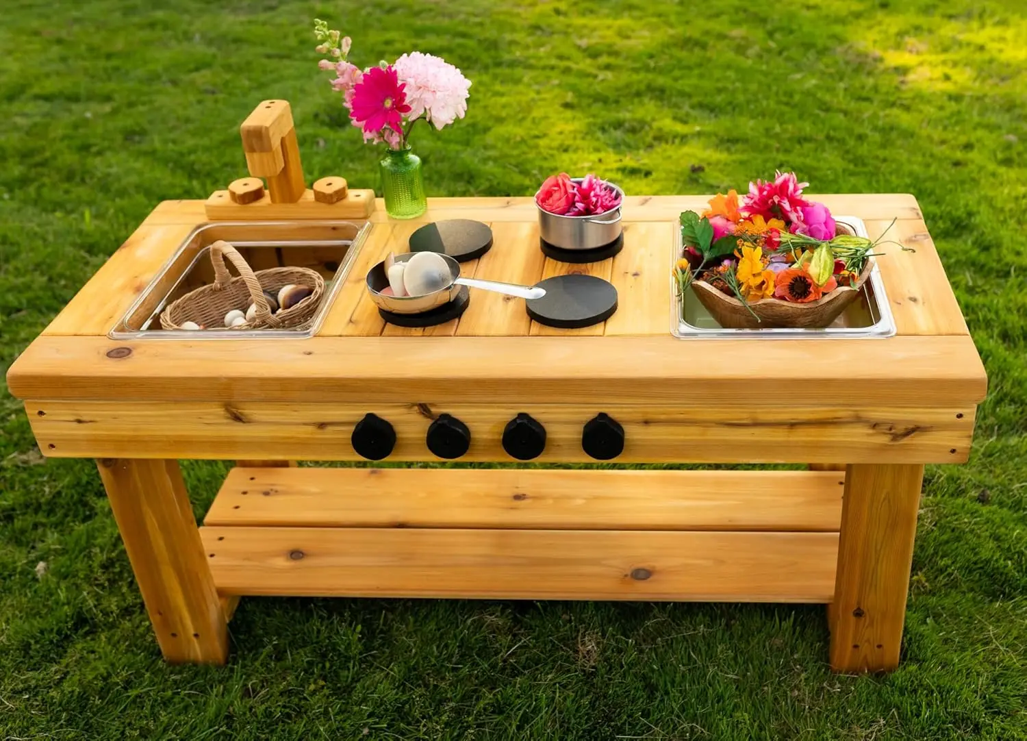 Outdoor Mud Kitchen Centered with Stovetop for Toddlers and Kids Pretend Play Toddler Table  Sensory Table  Outside Playset