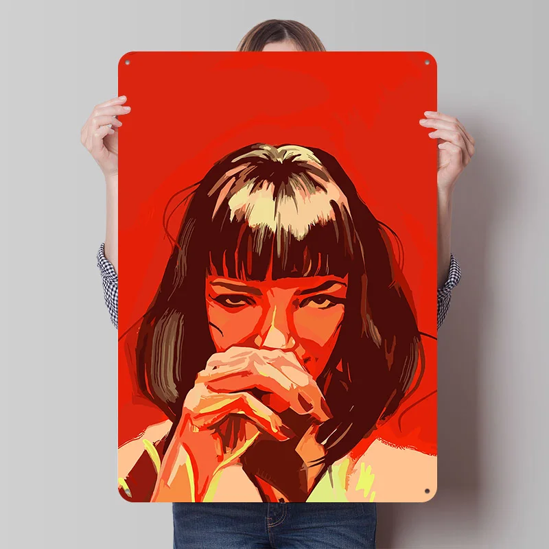 Mia Wallace Pulp Fiction Poster Customized Vintage Metal Signs Wall Art Retro Tin Plaque for Decoration Home Sign Wand Deko Arts