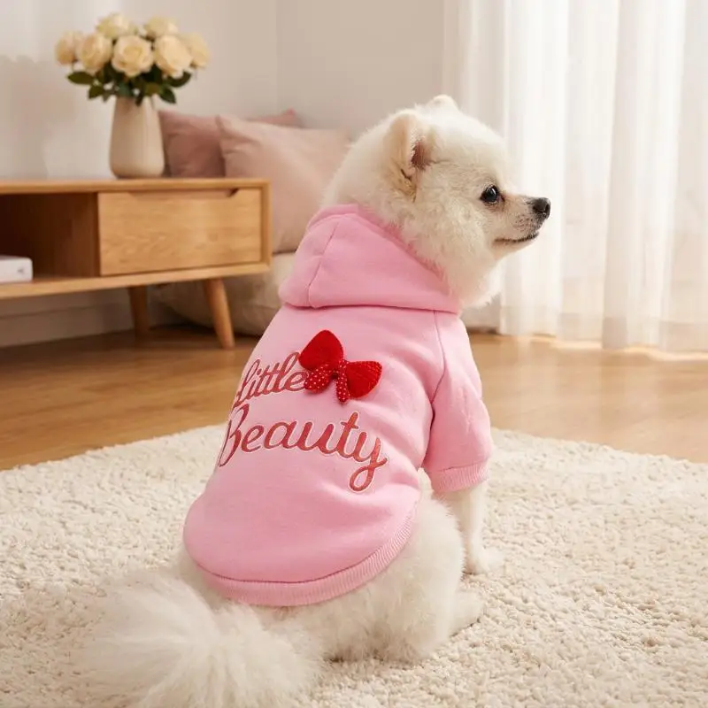 Autumn Winter Dog Clothes for Small Dogs Girls, Fleece Lined Dog Hoodies Sweater Puppy Sweatshirt Chihuahua Apparel