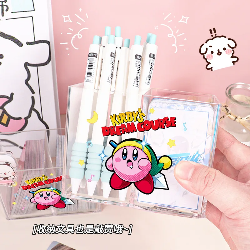 Kirby Acrylic Storage Box Desktop Cosmetics Transparent Double Compartment Ornament Containers Organizer Box Student Pen Holder