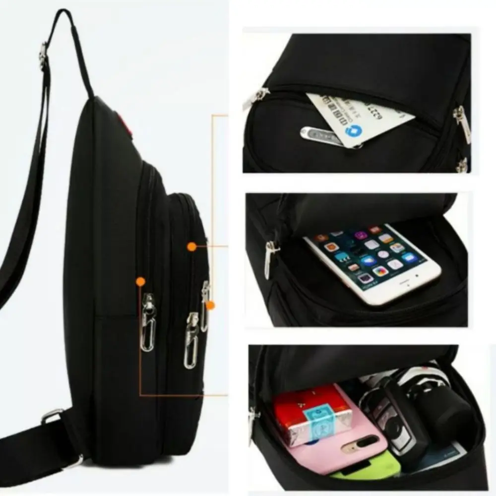 

New Oxford Cloth Men Messenger Bags USB Charge Port Black Blue Grey Brown Men Crossbody Bag Rectangle Sling Chest Bag Travel