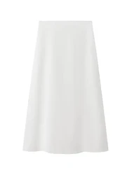 Women's Casual Cotton Linen Blend White A-Line Skirts, Female Summer High Waist Long Skirt, 2022